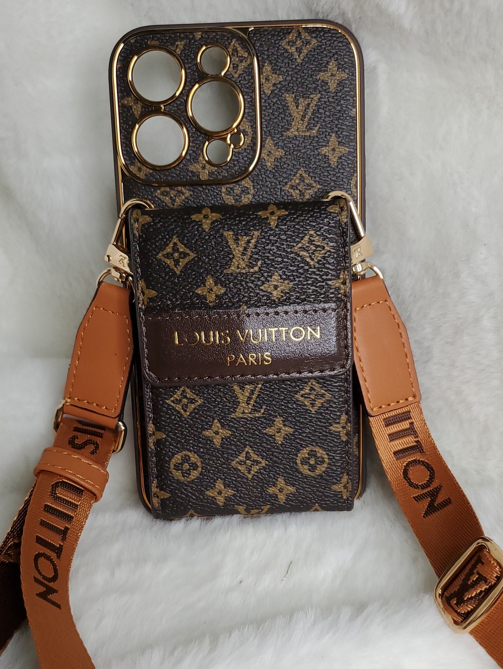 Lv 14 PRO MAX Monogram Brown Phone Crossbody with Branded Strap - Picture 3 of 8